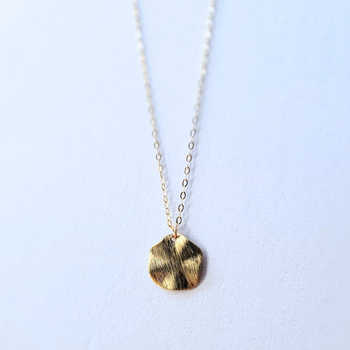 Minimalist Wavy Disc Gold Necklace